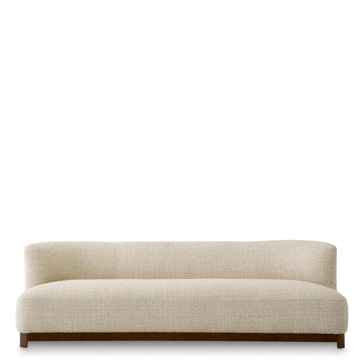 Sofa – Beige Fabric & Walnut Finish Base For Sale 2