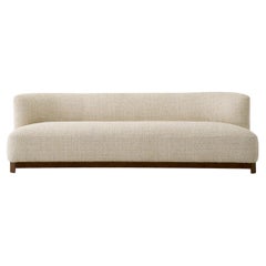 Canapé - Tissu beige et base en noyer