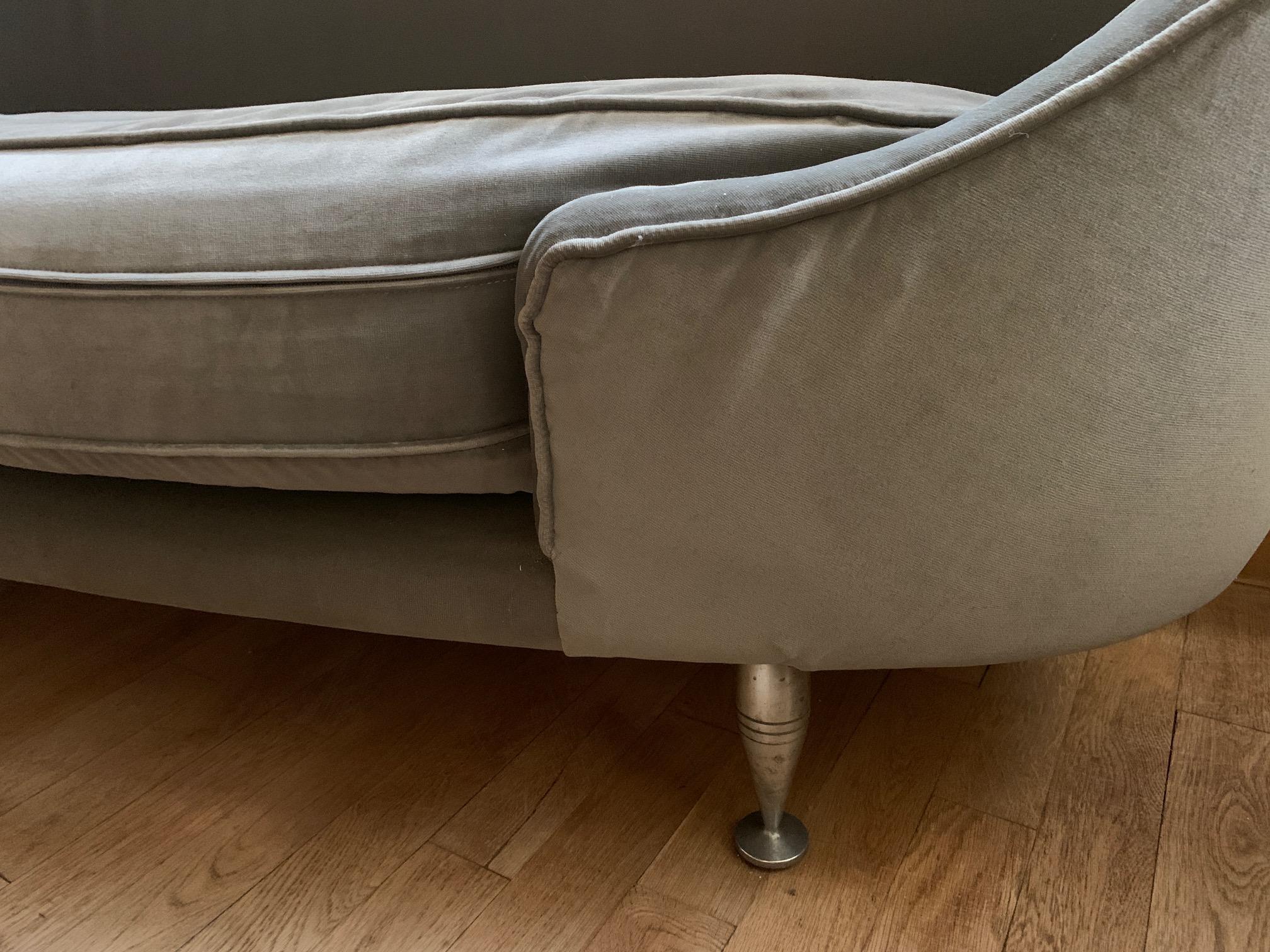 Fabric Sofa or Bench in Shaved Velvet Moroso