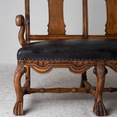 Sofa Bench Swedish Baroque Period 1650-1750 Brown Black, Sweden