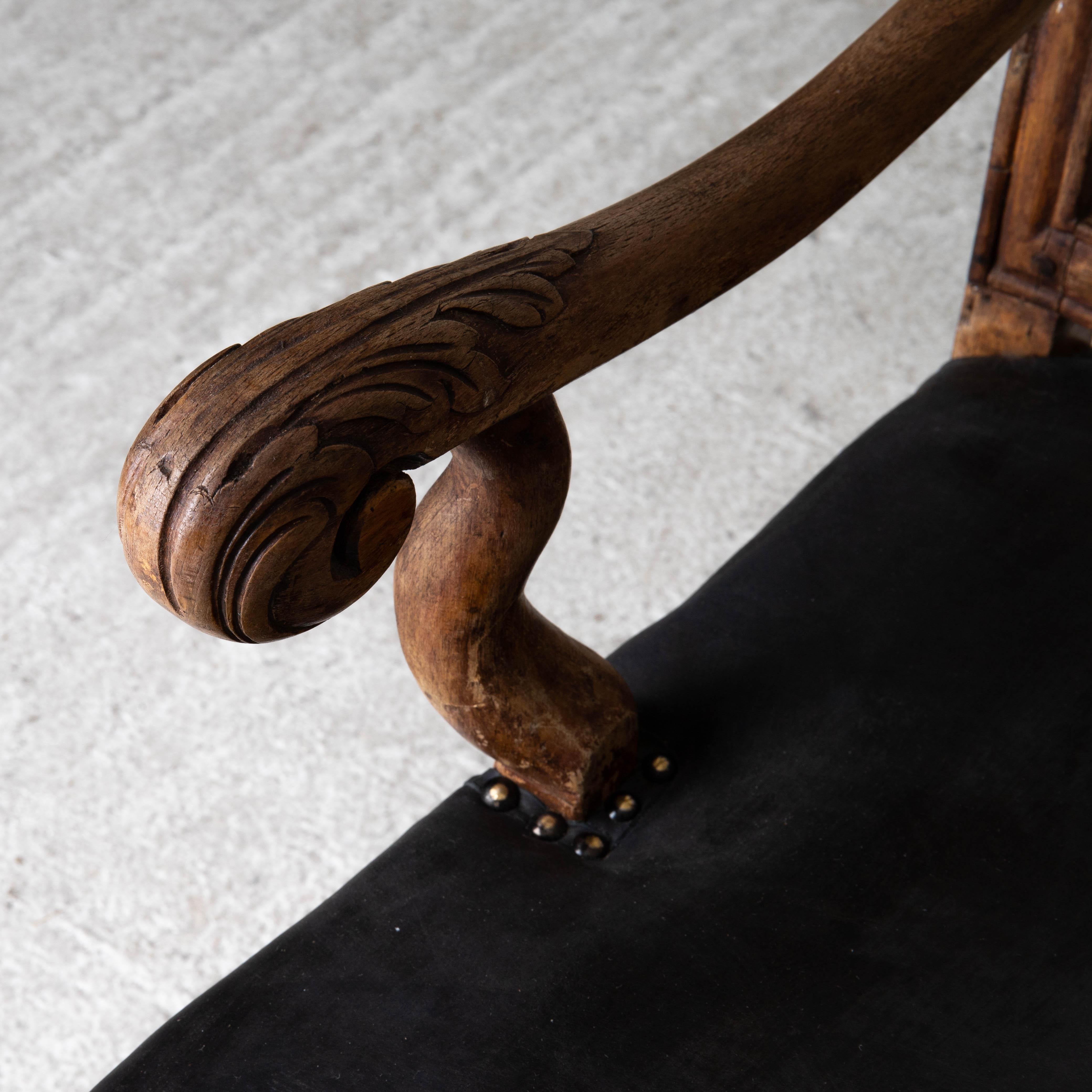 Banc de canapé de style baroque suédois, période 1650-1750, marron et noir, Suède Bon état - En vente à New York, NY