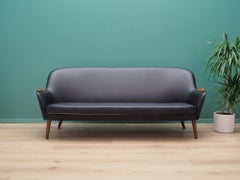 Sofa Black Leather, Danish Design, 1970s