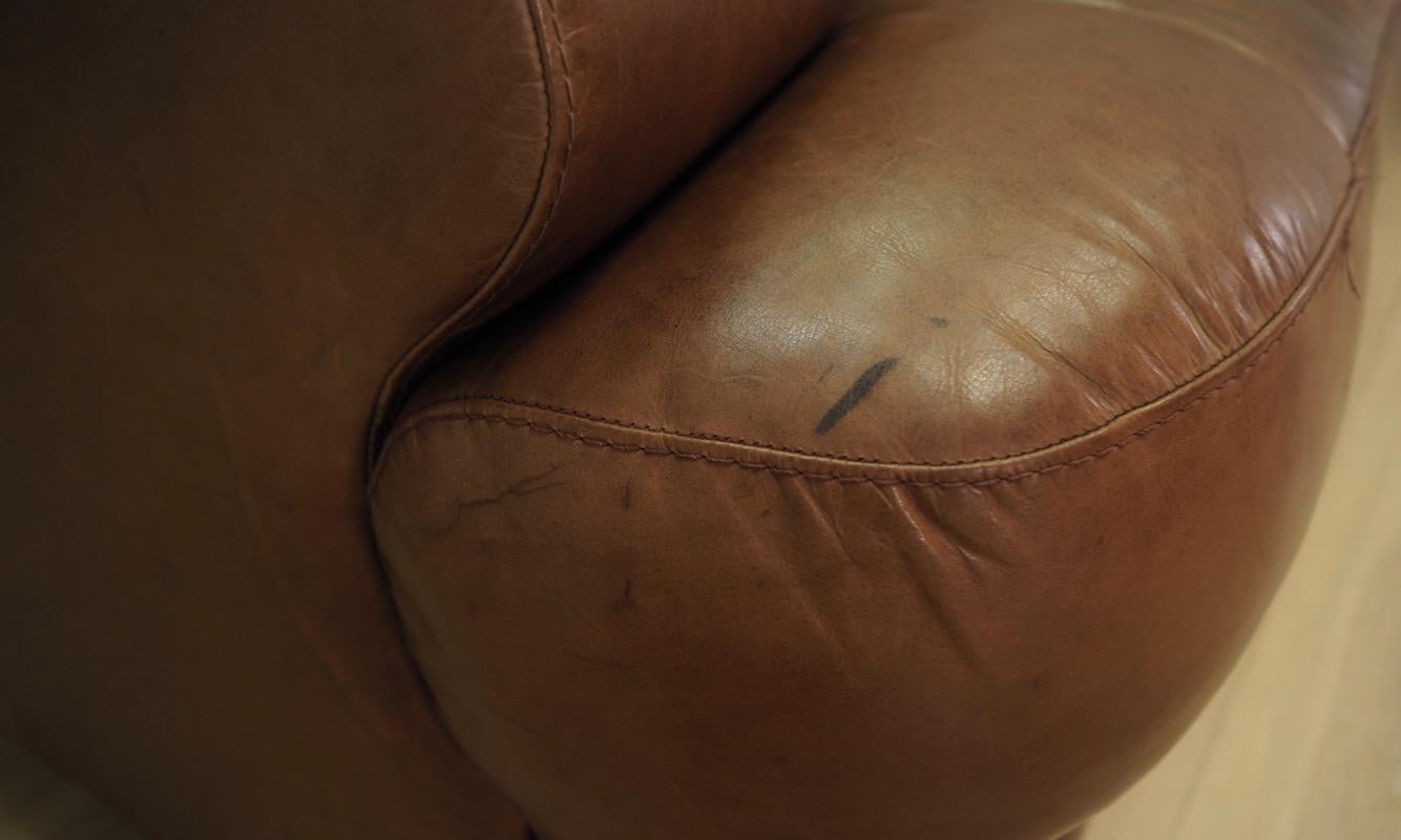 Sofa Brown Leather Danish Design Vintage, 1960s For Sale 3