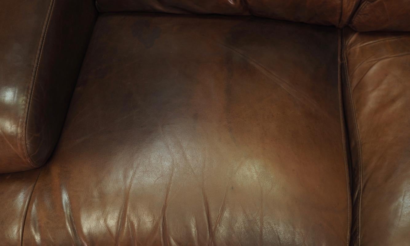 Late 20th Century Sofa Brown Leather Danish Design Vintage, 1960s For Sale