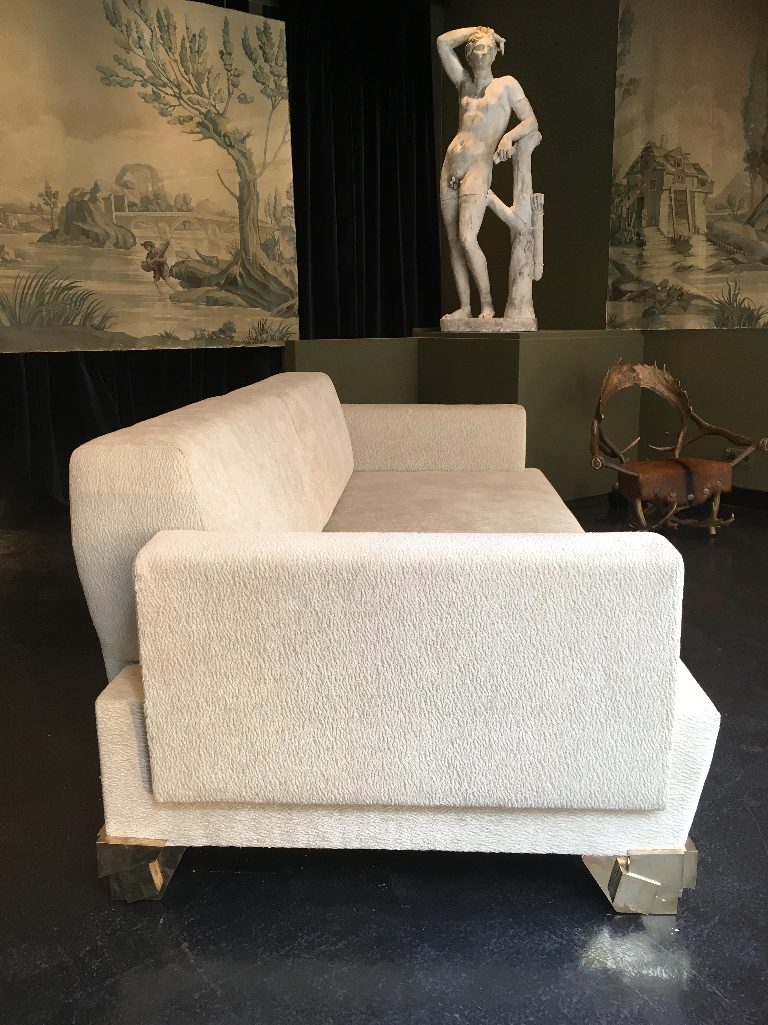 Contemporary creation of a French designer in limited edition. the feet of the sofa are gilded bronze sculptures made with 