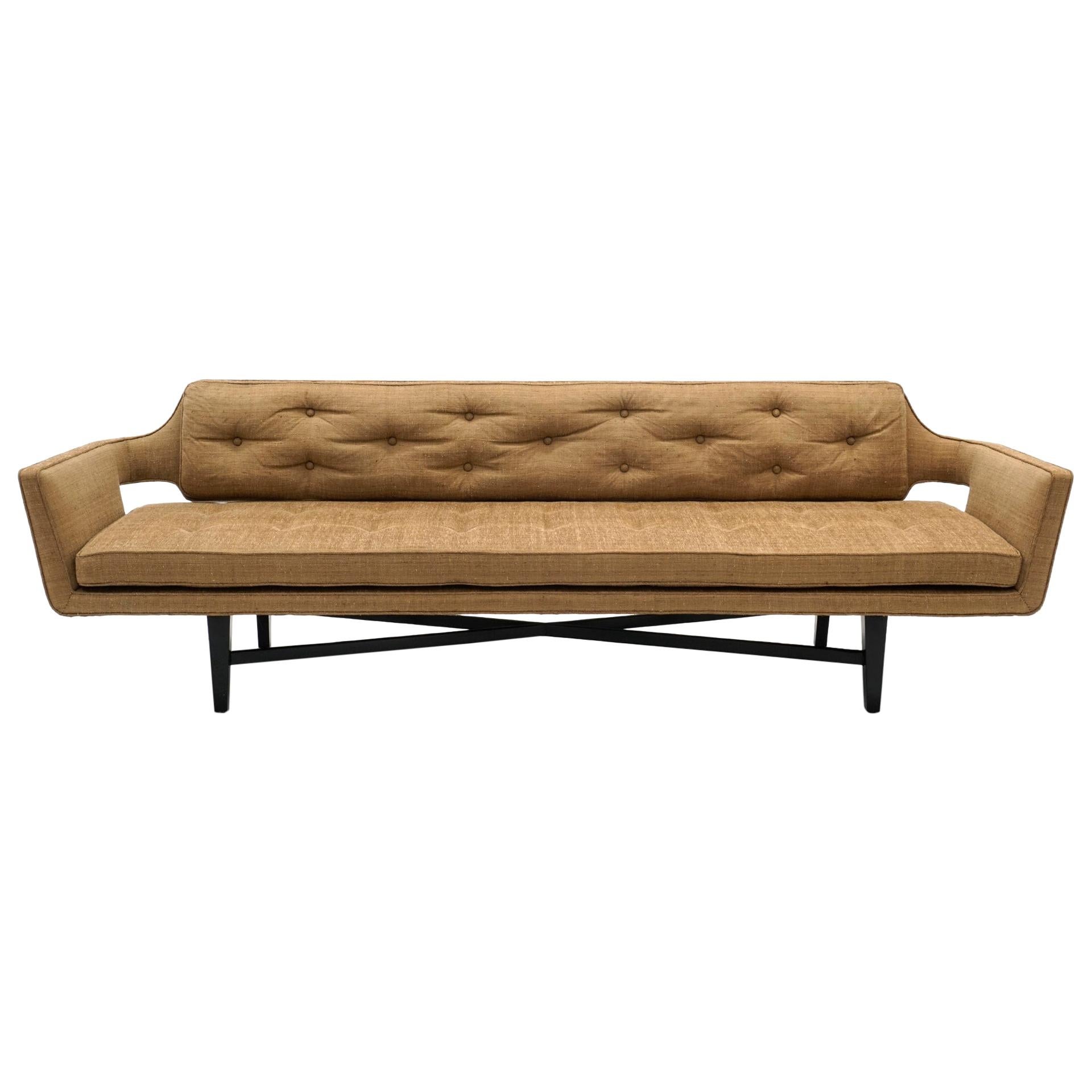 Sofa by Edward Wormley for Dunbar, Beautiful Original Condition, Tan Silk Fabric