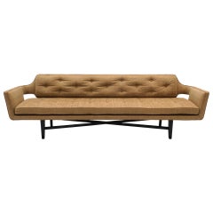 Retro Sofa by Edward Wormley for Dunbar, Beautiful Original Condition, Tan Silk Fabric