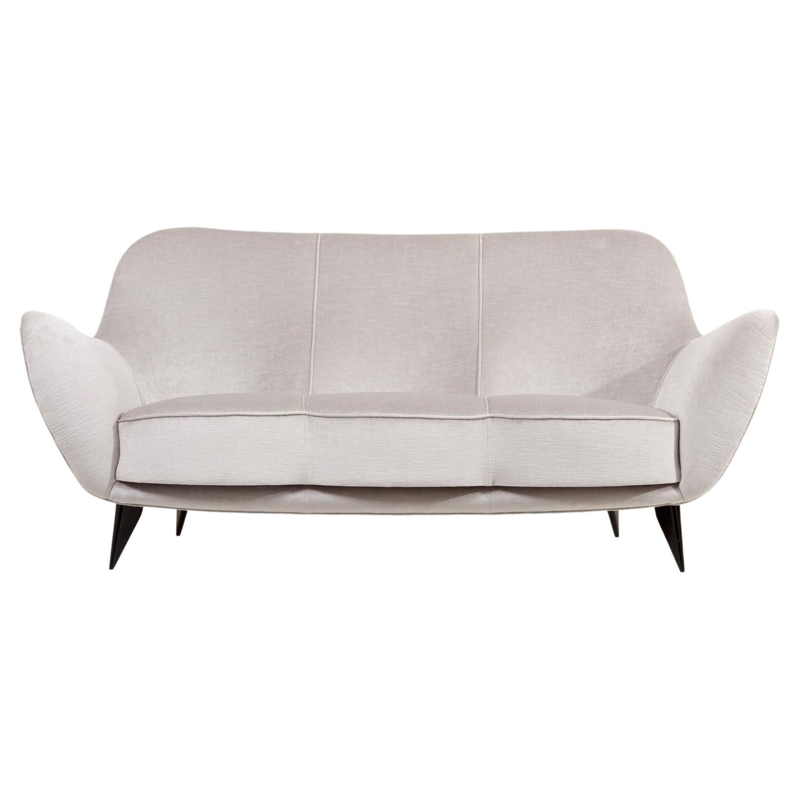 Sofa by Guglielmo Veronesi for ISA Bergamo in Silver / Light Gray, Italy, 1950s