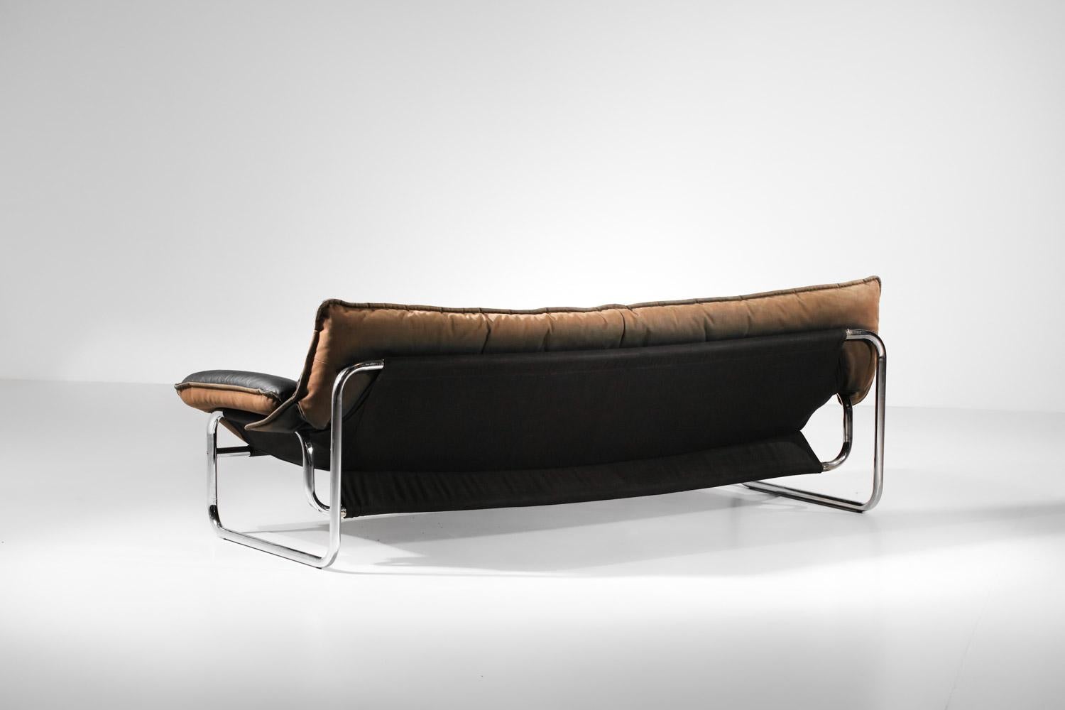 Sofa  by Johan Bertil Haggstrom for ikea 70's in leather and chromed steel 5