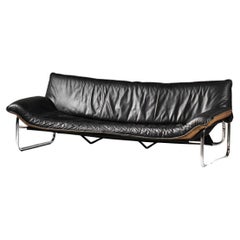 Vintage Sofa  by Johan Bertil Haggstrom for ikea 70's in leather and chromed steel