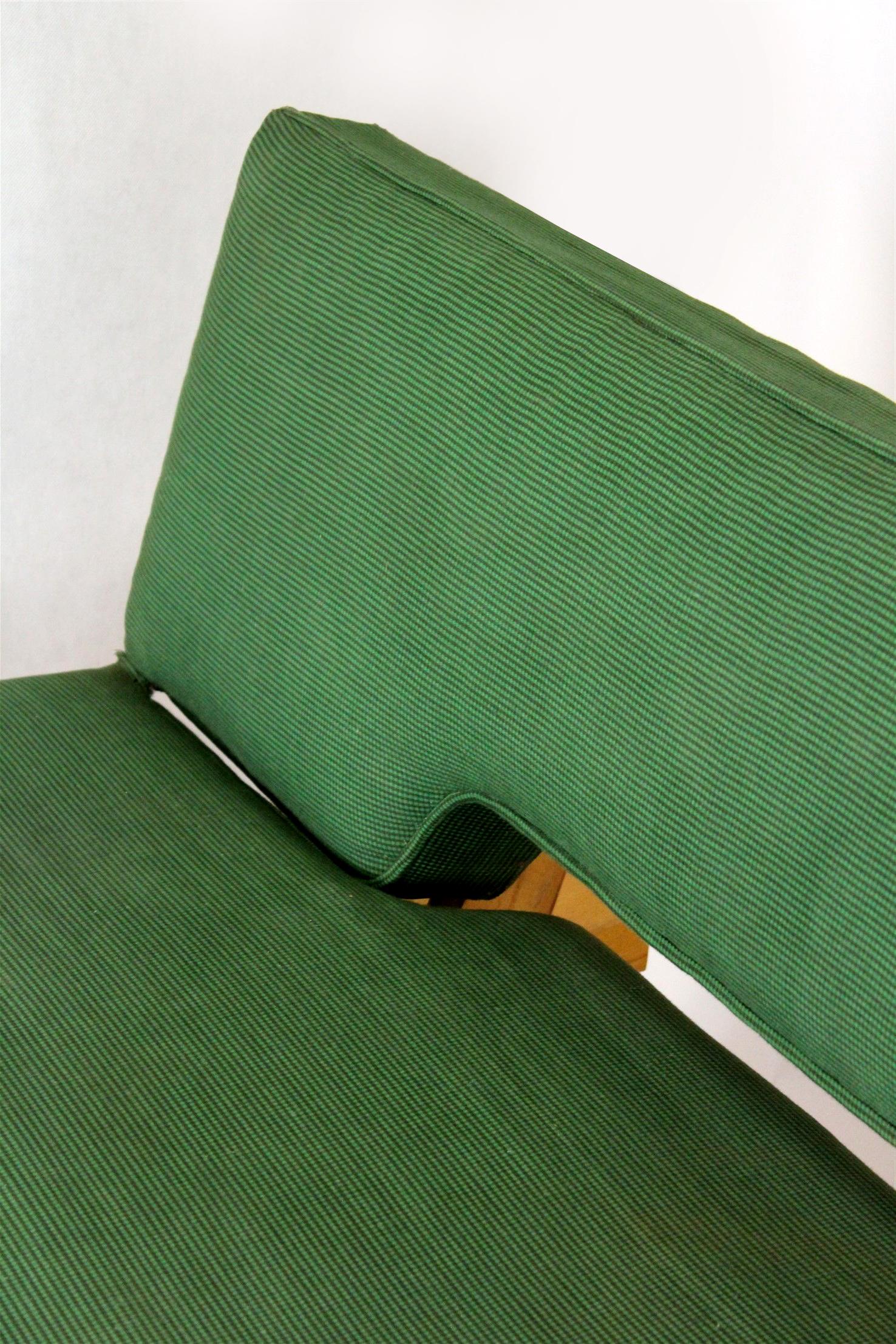 Mid-century sofa/daybed in a simple, minimalist form. Designed by Miroslav Navratil and produced in 1969 in Czechoslovakia.
The sofa can be easily folded into a bed (dimensions as a bed: 195x88cm). The sofa is preserved in its original condition, is