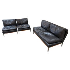 Sofa by Pizzetti, Set - Sofa and two armchairs in leather. Italy 70s