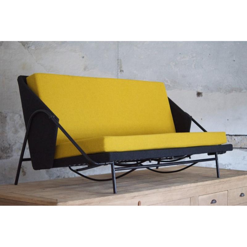 Metal Sofa by René Jean Caillette for Airborne, 1954 For Sale