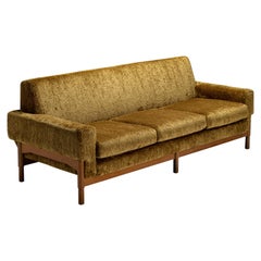 Sofa by Sergio Saporiti newly covered in Chenille fabric by Pierre Frey 