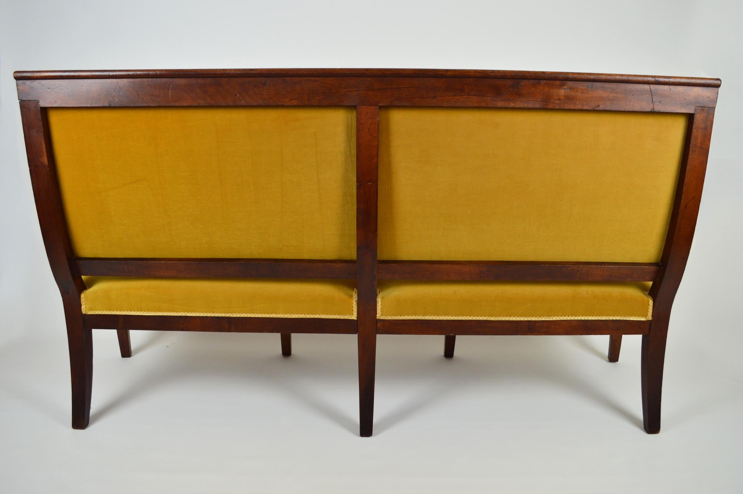 Sofa / Canapé/ Bench in Carved Mahogany, French Restauration, Early 19th Century 11