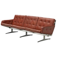 Sofa "Caravelle" in Brown Leather by Paul Leidersdorff