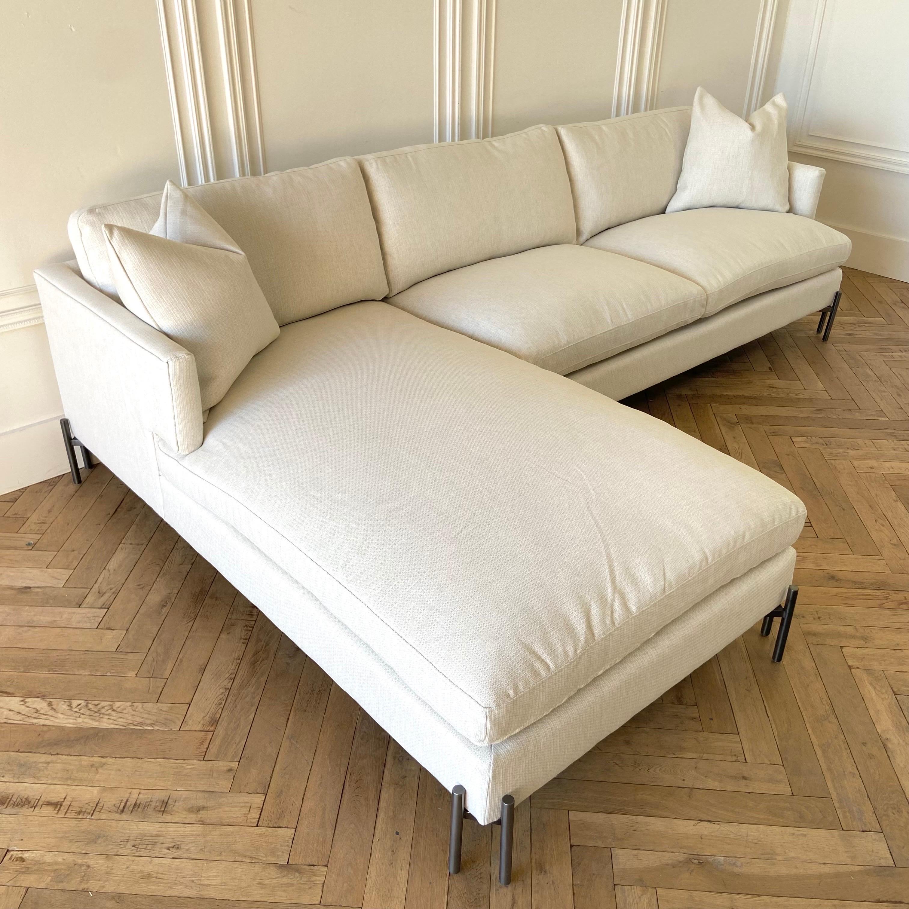 Sofa Chaise in Performance Fabric with Metal Legs 1