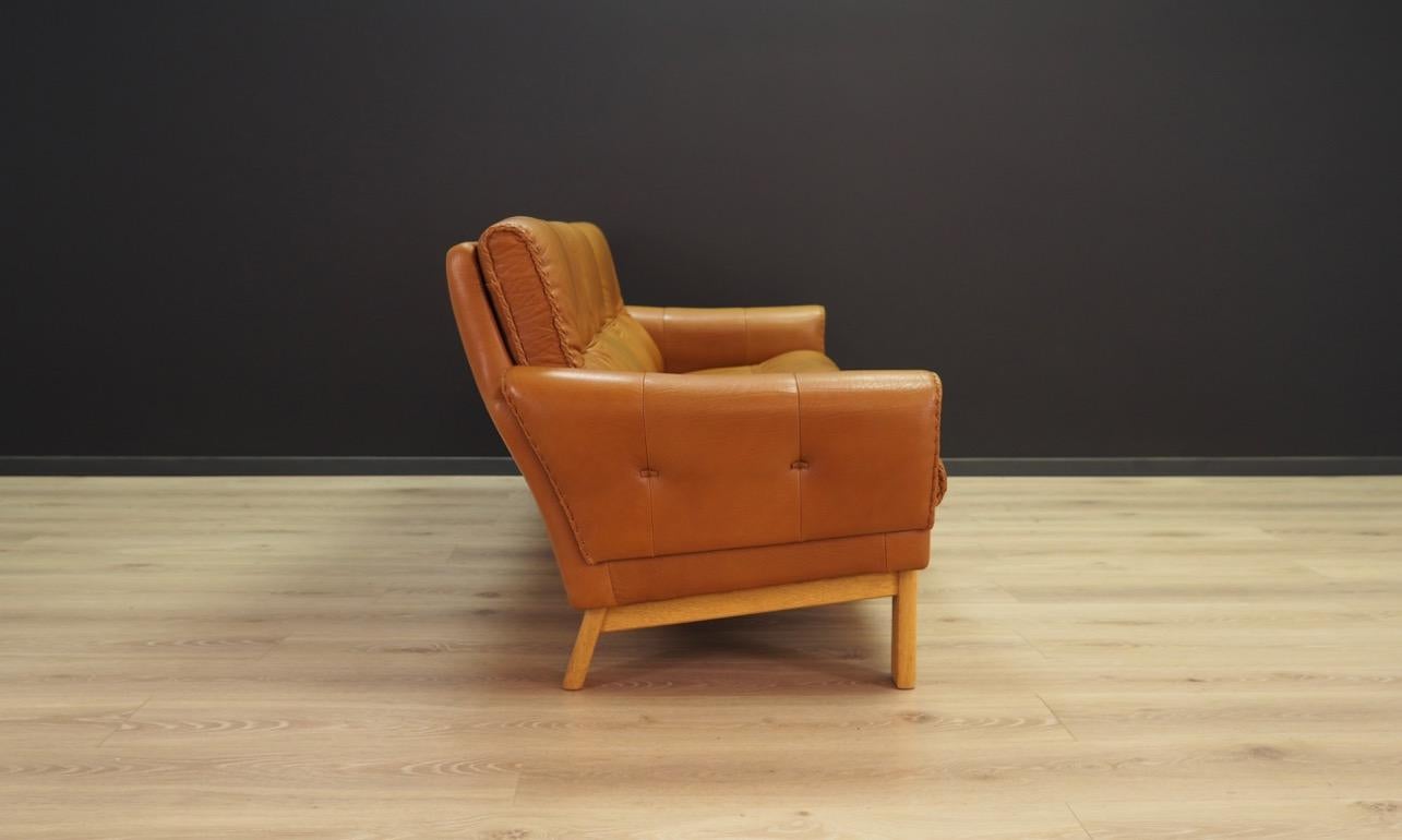 Sofa Classic Leather Danish Design Midcentury In Good Condition In Szczecin, Zachodniopomorskie