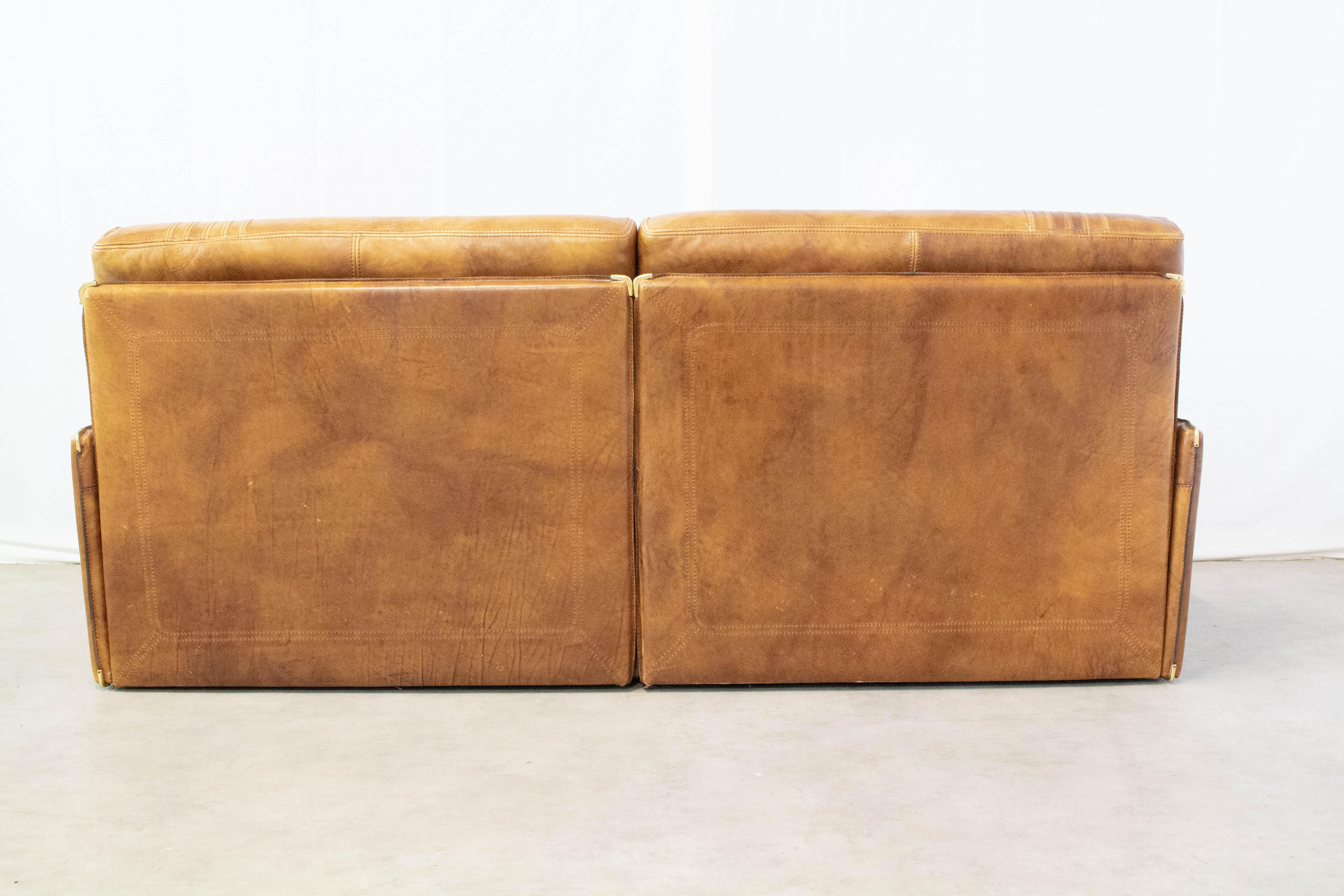 Sofa Cognac Leather, MarCo Milisich for Baxter Arcon, 1970 In Good Condition In Labrit, Landes