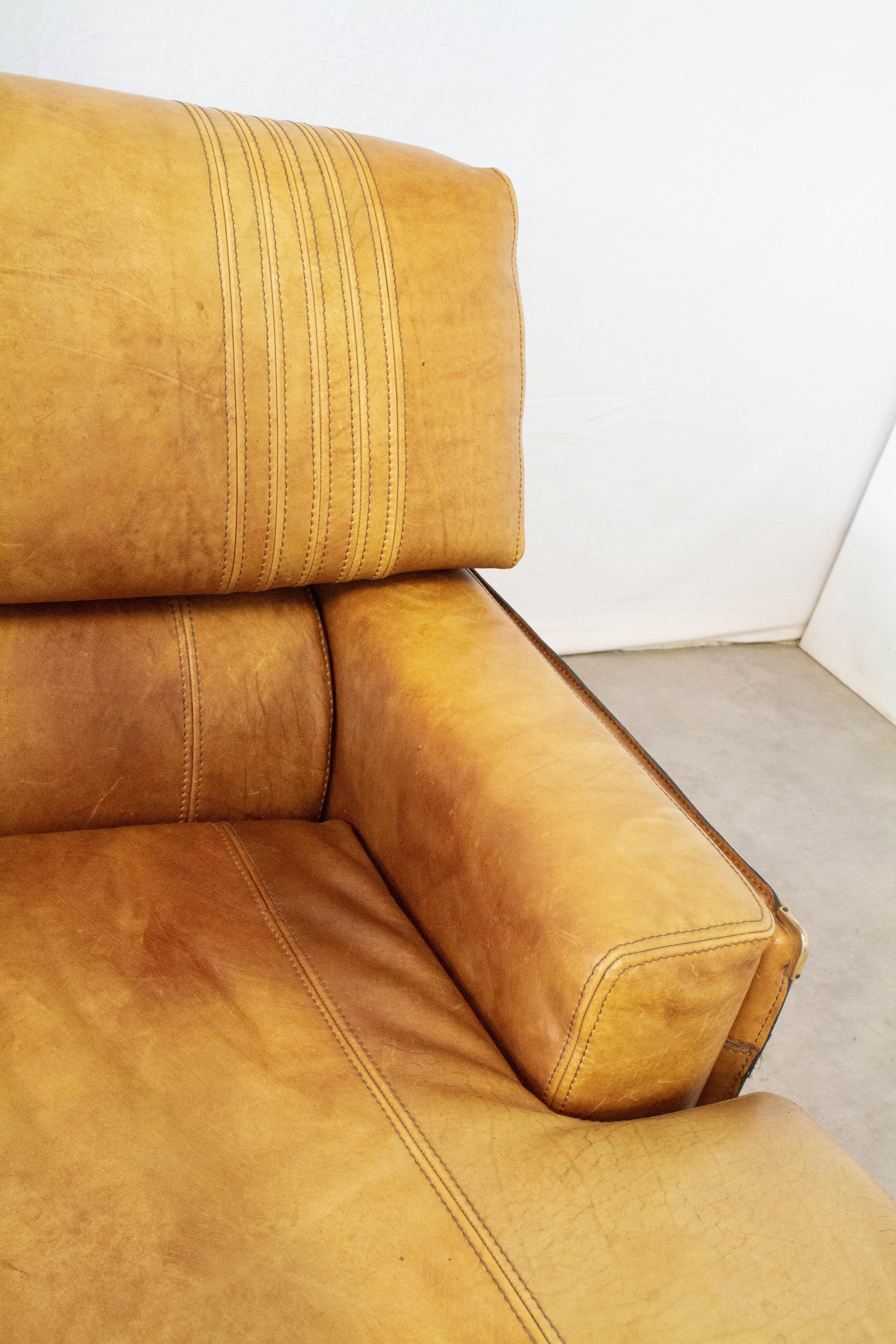 Sofa Cognac Leather, MarCo Milisich for Baxter Arcon, 1970 3