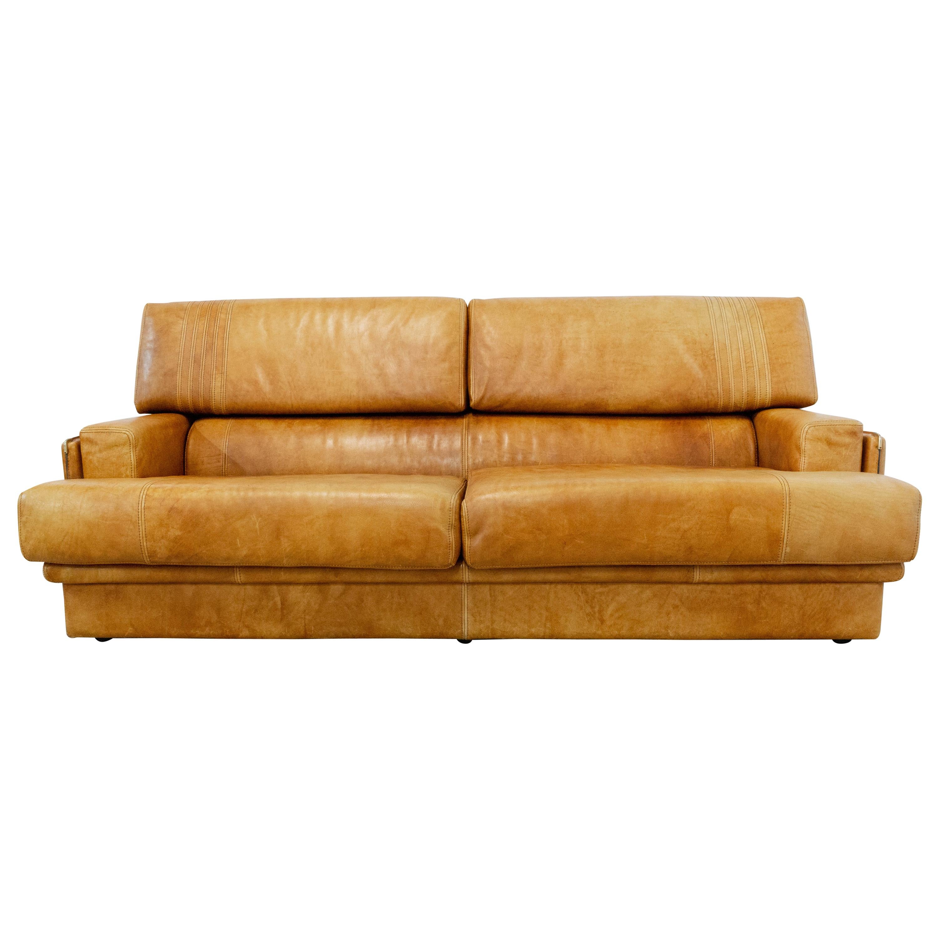 Sofa Cognac Leather, MarCo Milisich for Baxter Arcon, 1970 at 1stDibs