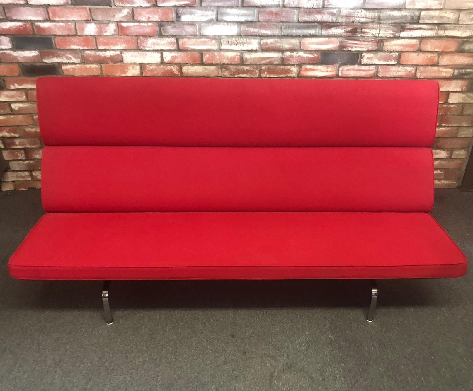 Mid-Century Modern Sofa Compact in Red by Charles & Ray Eames for Herman Miller