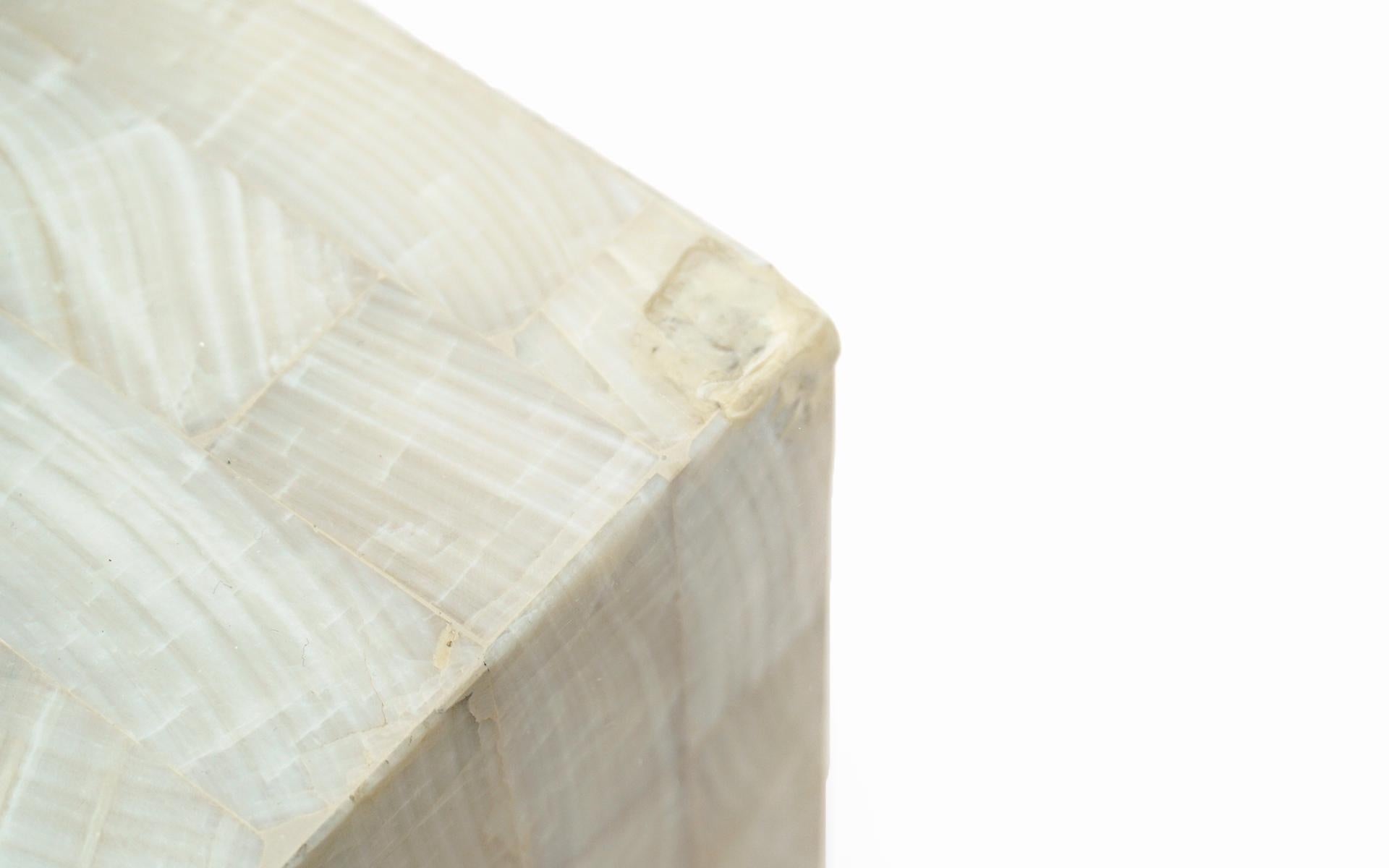 Sofa / Console Table in Tessellated Travertine with a Glass Top 2