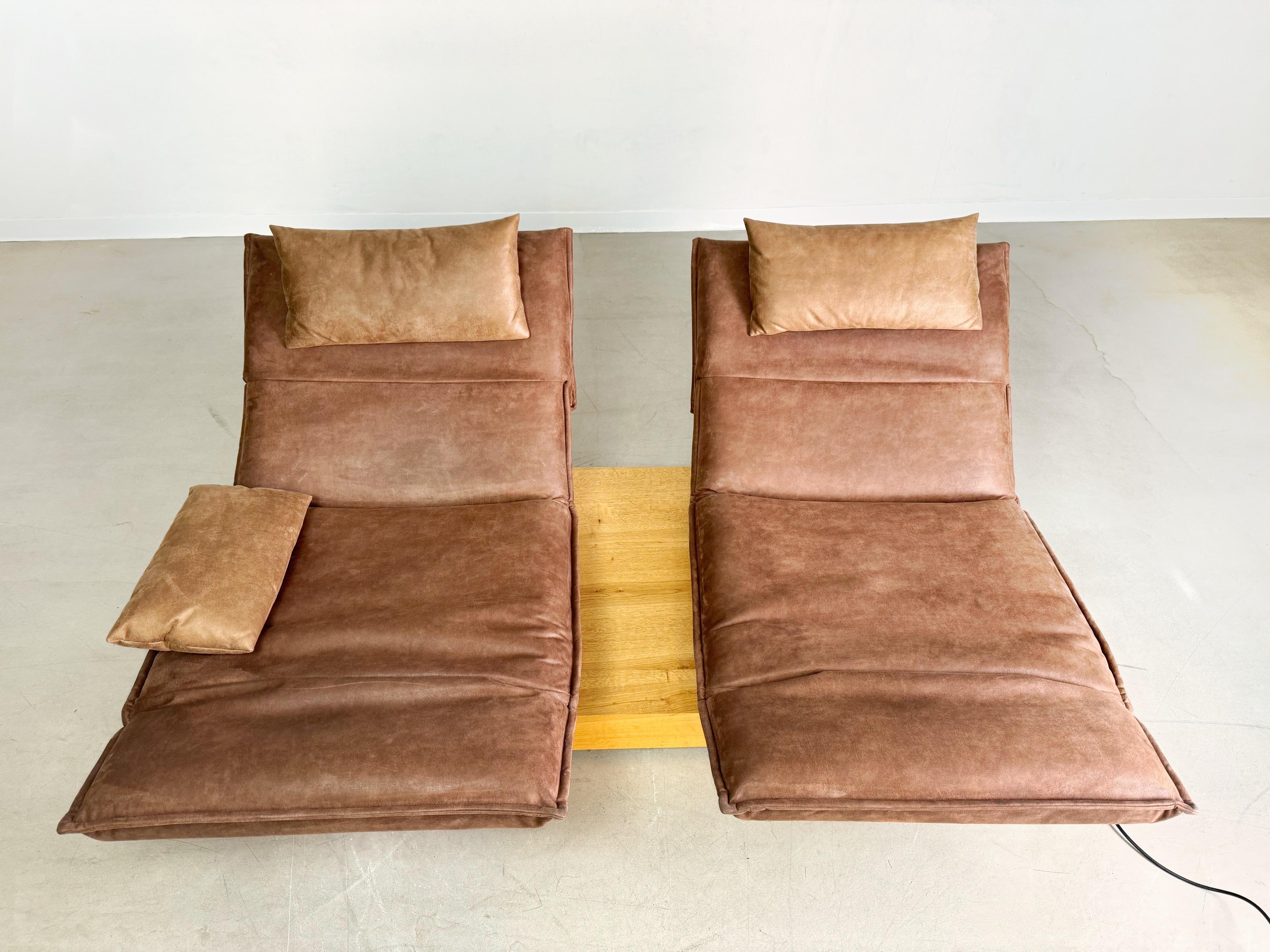 Sofa Couch Koinor two-seater Edit 3 beamed oak suede 210cm In Good Condition In Berlin, DE