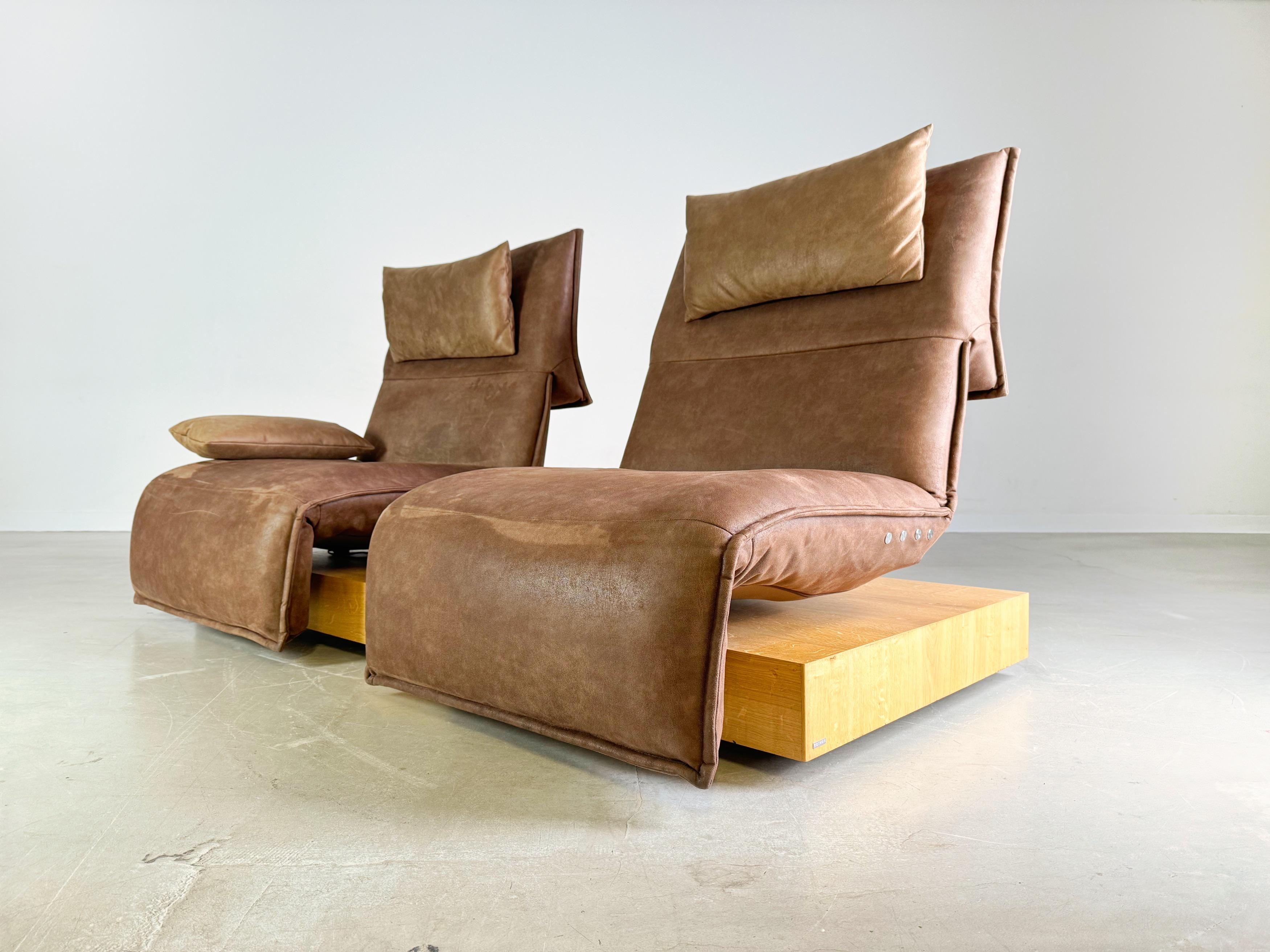 Contemporary Sofa Couch Koinor two-seater Edit 3 beamed oak suede 210cm
