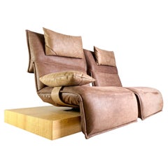 Used Sofa Couch Koinor two-seater Edit 3 beamed oak suede 210cm