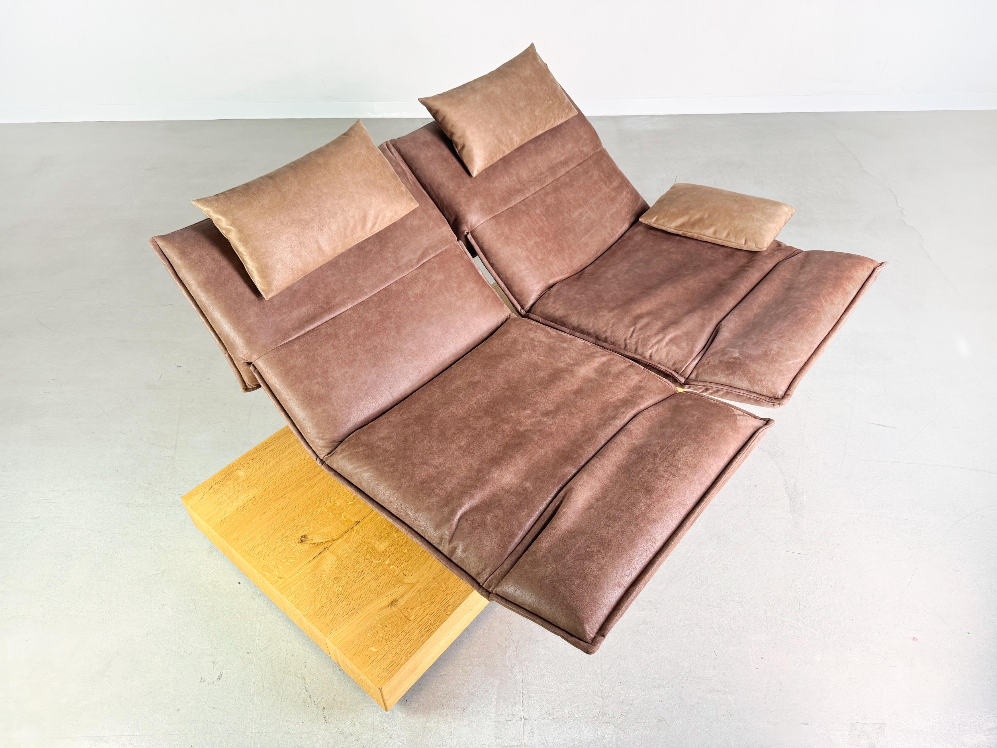 German Sofa Couch Koinor two-seater Edit 3 beamed oak suede 240cm