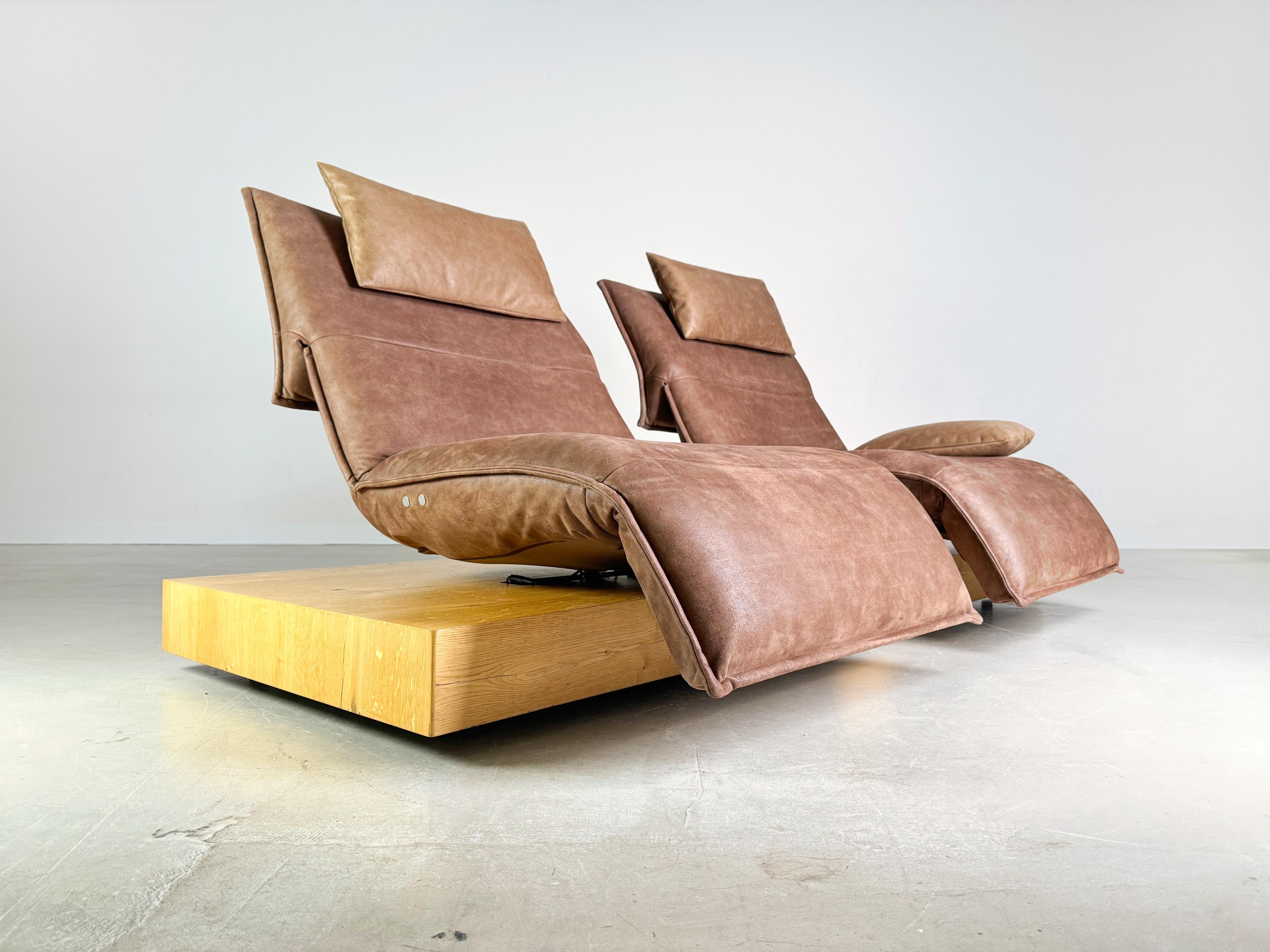 Sofa Couch Koinor two-seater Edit 3 beamed oak suede 240cm In Good Condition In Berlin, DE