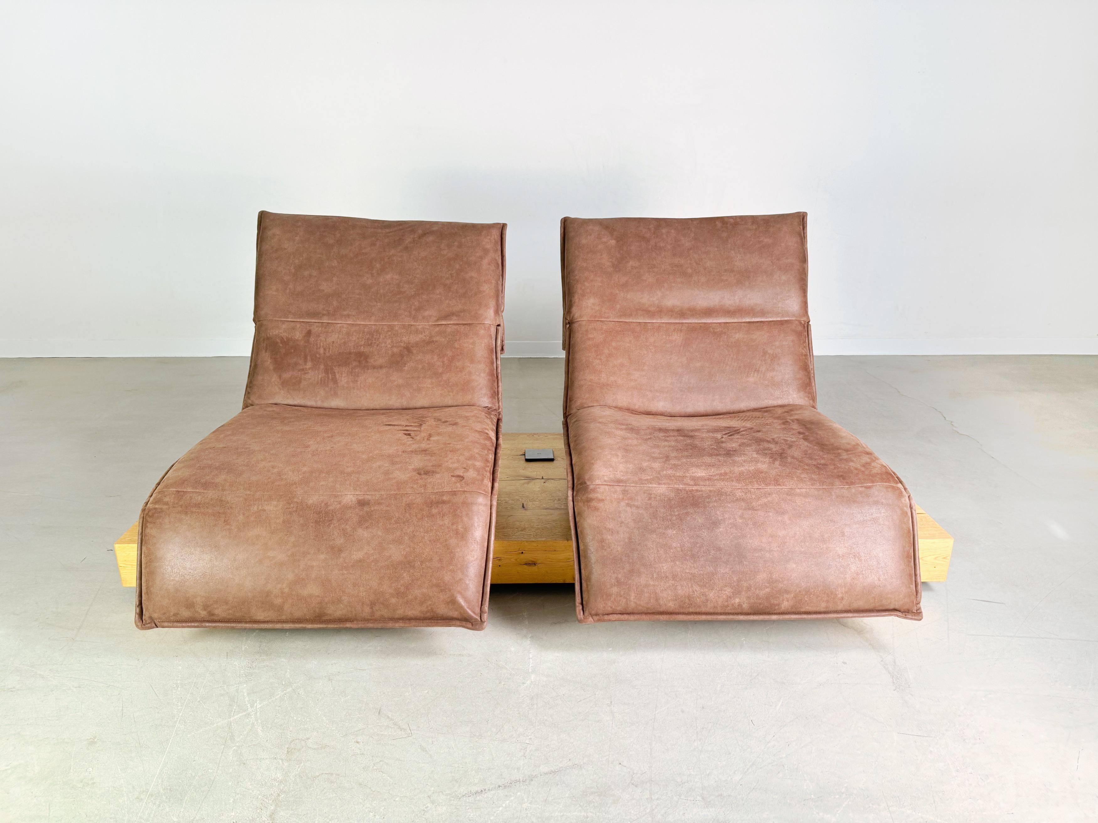 Leather Sofa Couch Koinor two-seater Edit 3 beamed oak suede 240cm