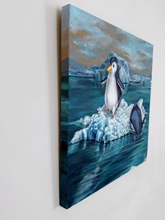 Inflatable Emperor Penguin Chicks Animal Acrylic Painting with Polar Iceberg