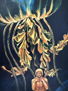 Large Jellyfish Painting Underwater Pop Surrealist Marine Life Acrylic on Linen