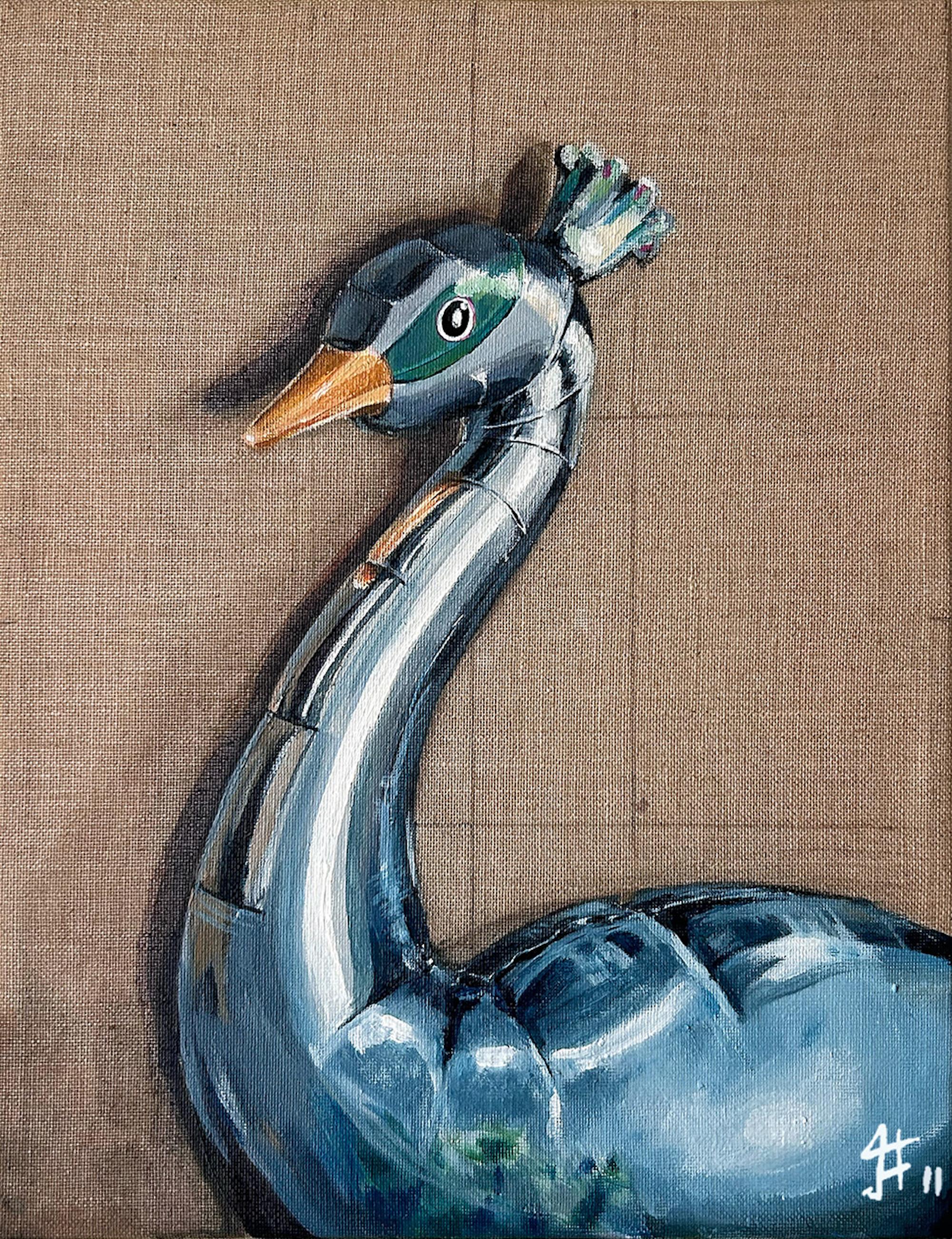 Balloon Peacock Portrait Painting Pop Surrealist Wildlife Bird Art on Linen
