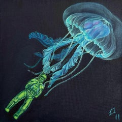 Pintura Surrealista de Soldado de Juguete y Medusa Arte Surrealista Pop de Fantasía Marina