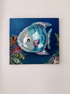 Tropische Fische im Korallenriff Unterwasser-Szene Blau Zeitgenössische Acrylmalerei