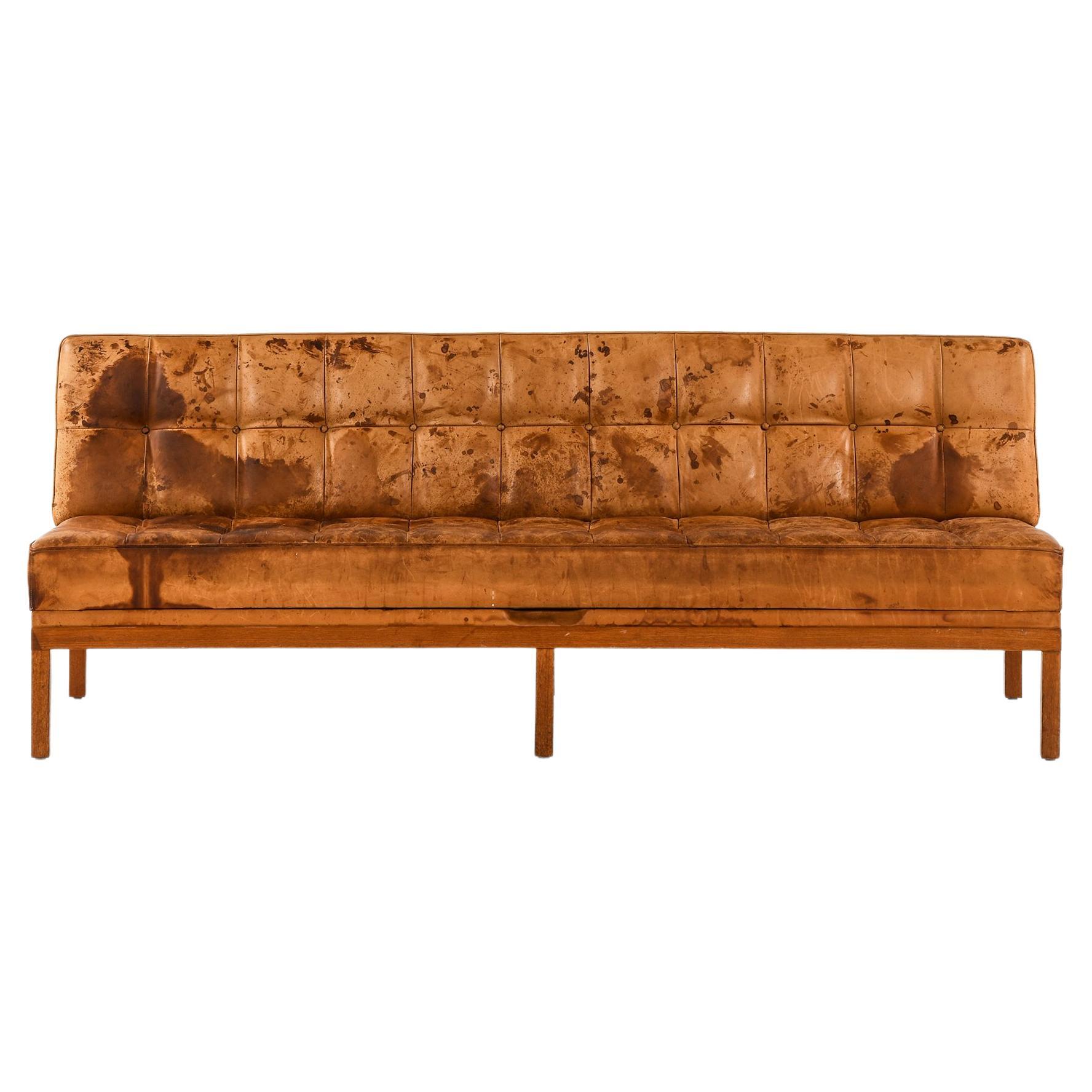 Sofa / Daybed Constanzebank in Teak, Steel and Original Patinated Natural Leather by Johannes Spalt, 1960's

Additional Information:
Material: Teak, steel and original patinated natural leather
Style: Mid century, Germany
Produced by Franz Wittmann