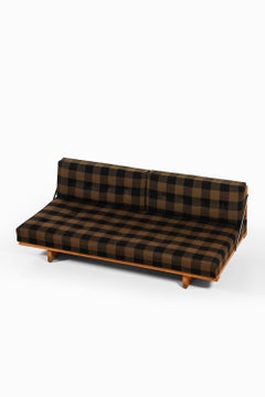 Sofa / Daybed in Oak, Brass and Original Fabric by Børge Mogensen, 1950's