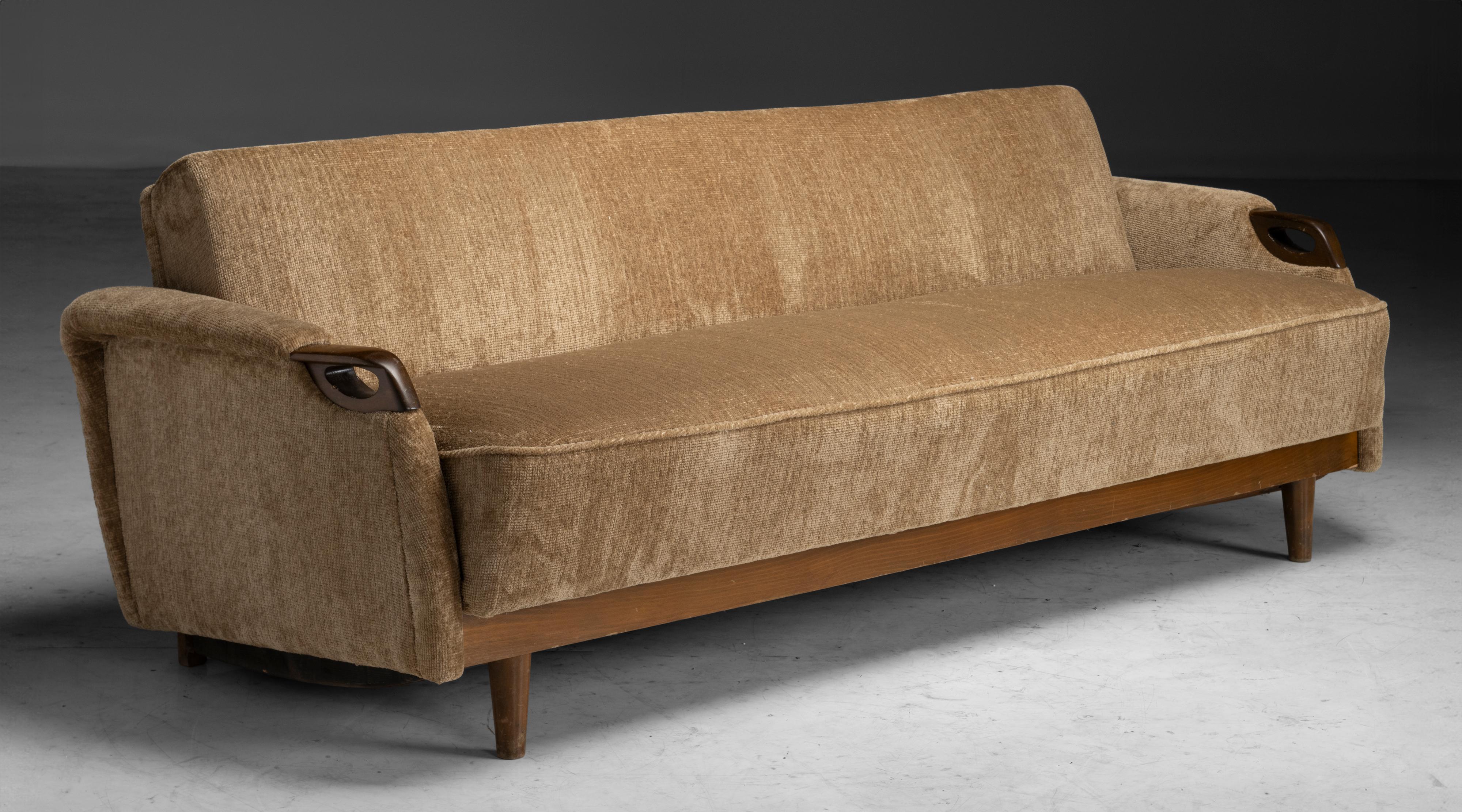 Modern Sofa / Daybed in Pierre Frey Chenille, Europe circa 1960