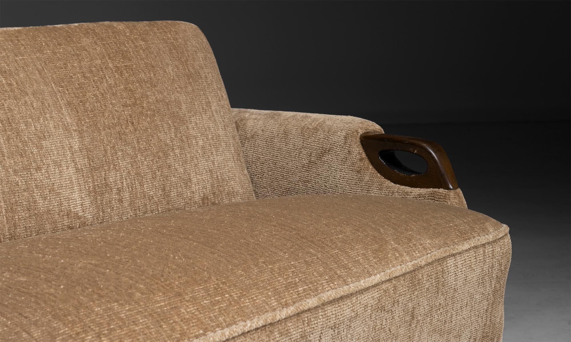 Sofa / Daybed in Pierre Frey Chenille, Europe circa 1960 In Good Condition In Culver City, CA