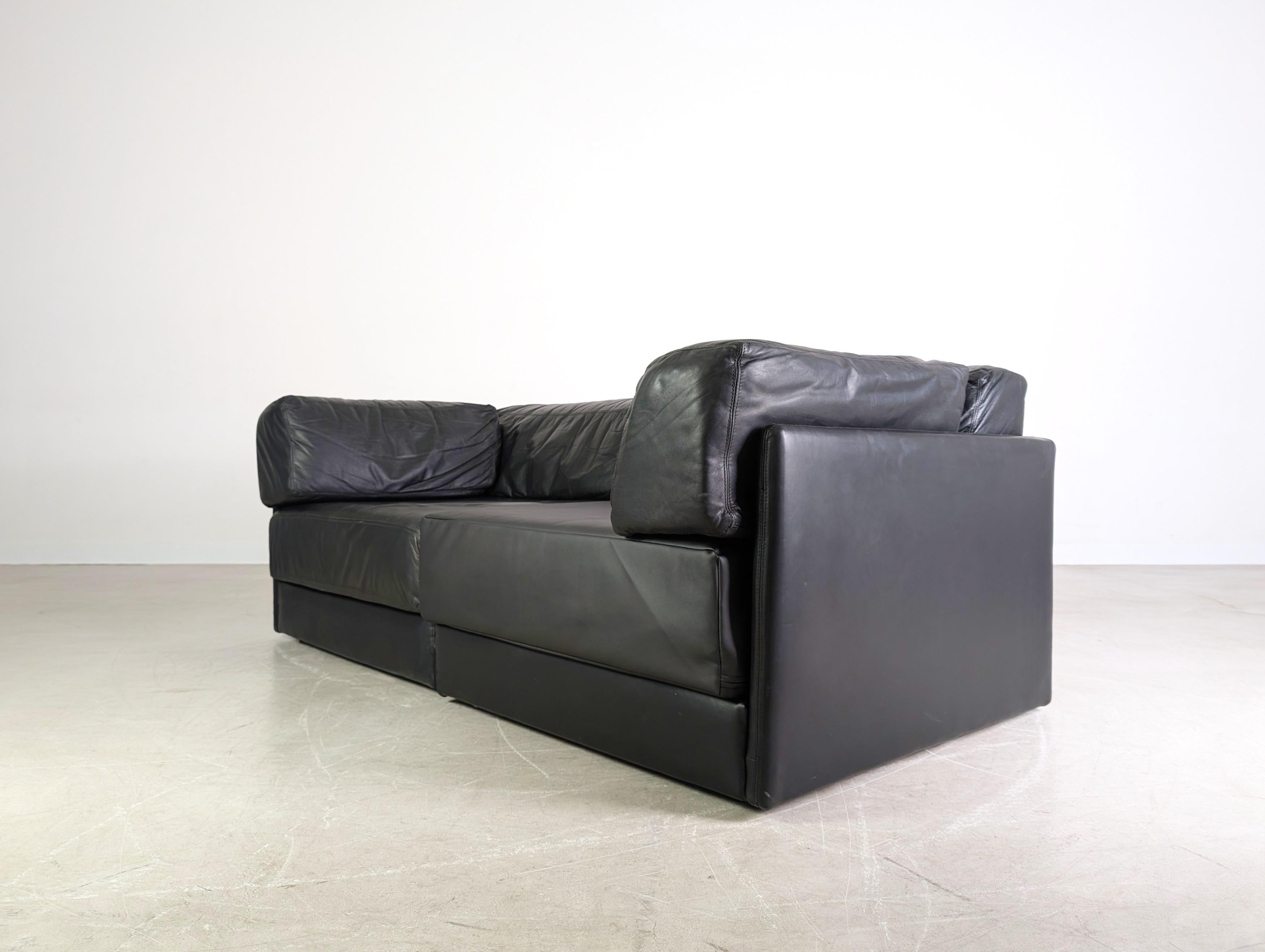 Sofá De Sede DS76 / DS78 Couch Leder Kunstleder schwarz 1980 en Bastante bueno estado para la venta en Berlin, DE