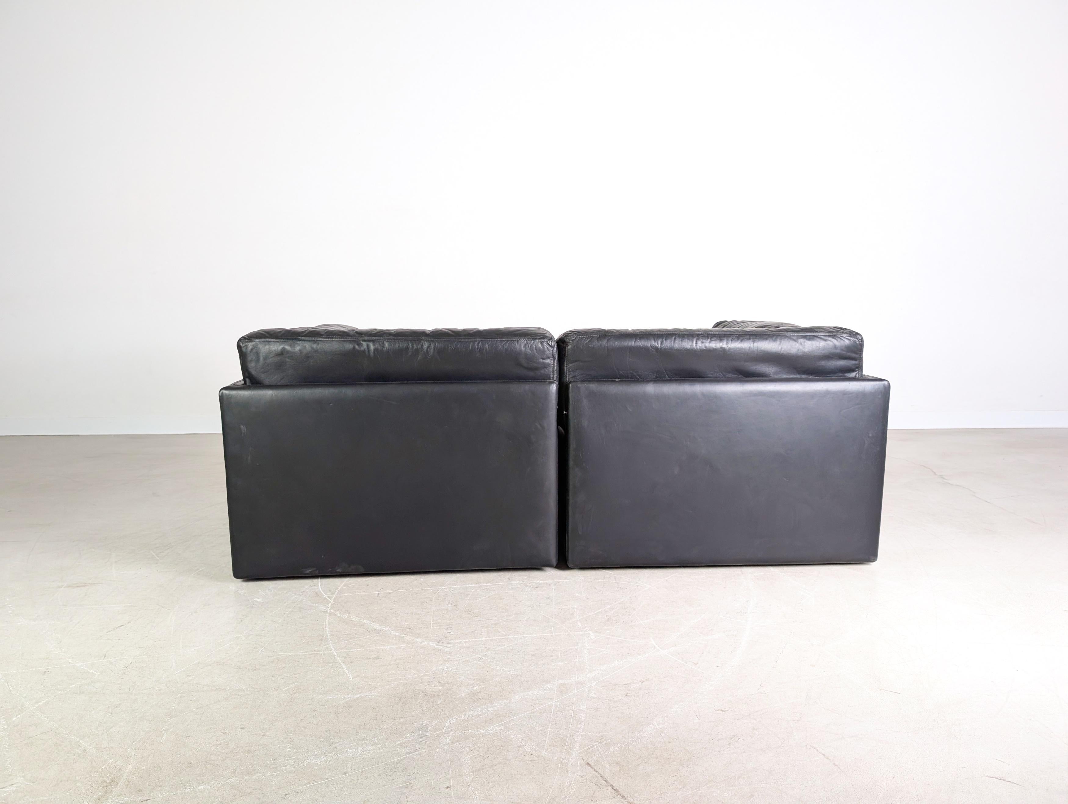 Sofá De Sede DS76 / DS78 Couch Leder Kunstleder schwarz 1980 finales del siglo XX en venta