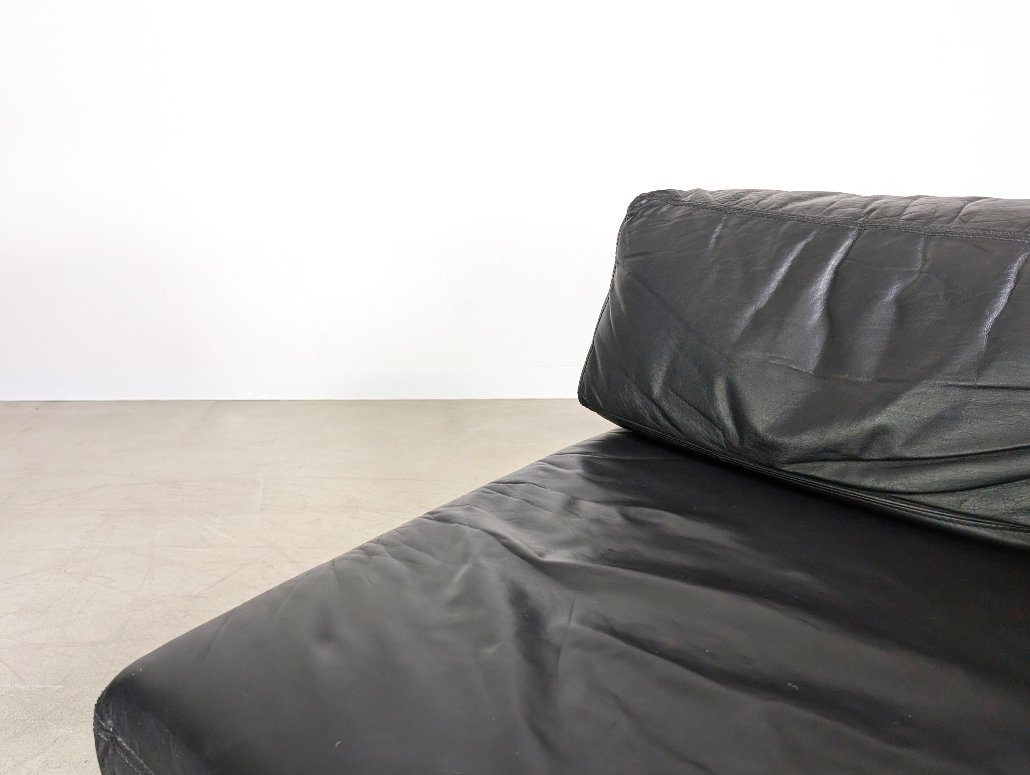 Sofá De Sede DS76 / DS78 Couch Leder Kunstleder schwarz 1980 en venta 1