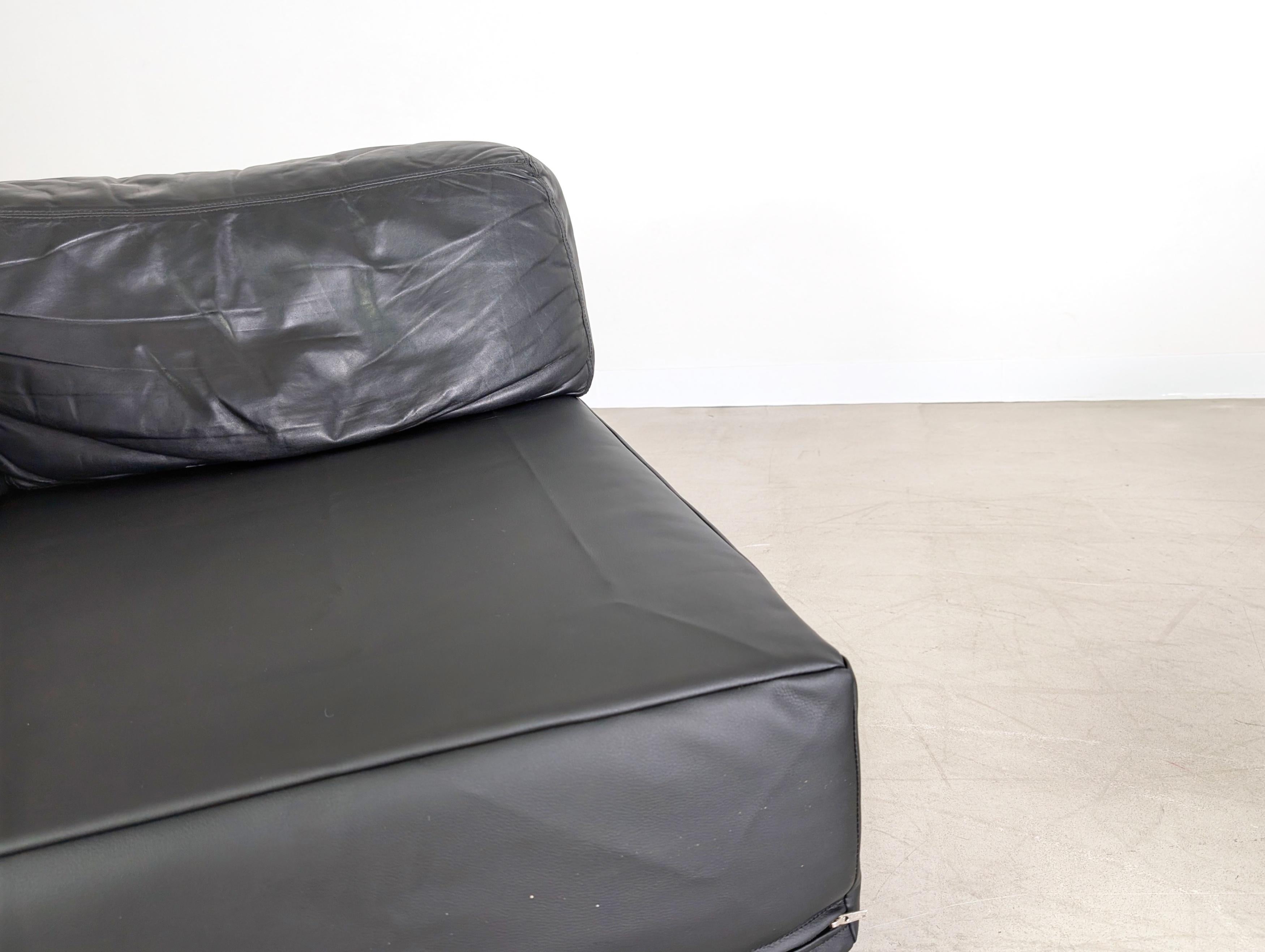Sofá De Sede DS76 / DS78 Couch Leder Kunstleder schwarz 1980 en venta 2