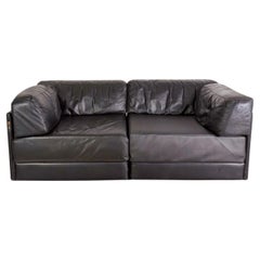 Sofá De Sede DS76 / DS78 Couch Leder Kunstleder schwarz 1980