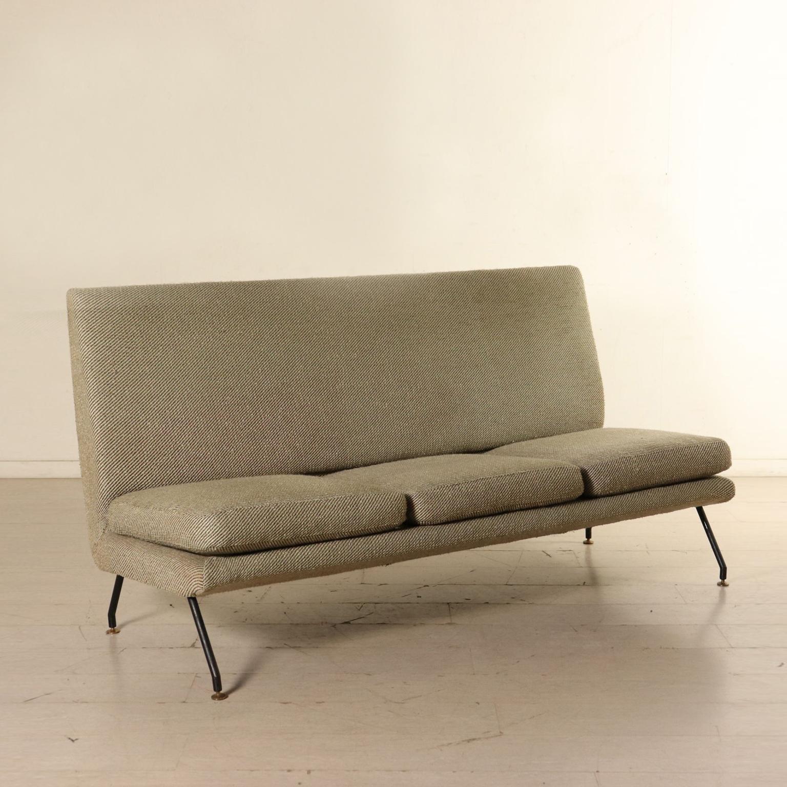 Sofa Designed for Isa Foam Fabric Metal Brass Vintage Italy, 1960s 6