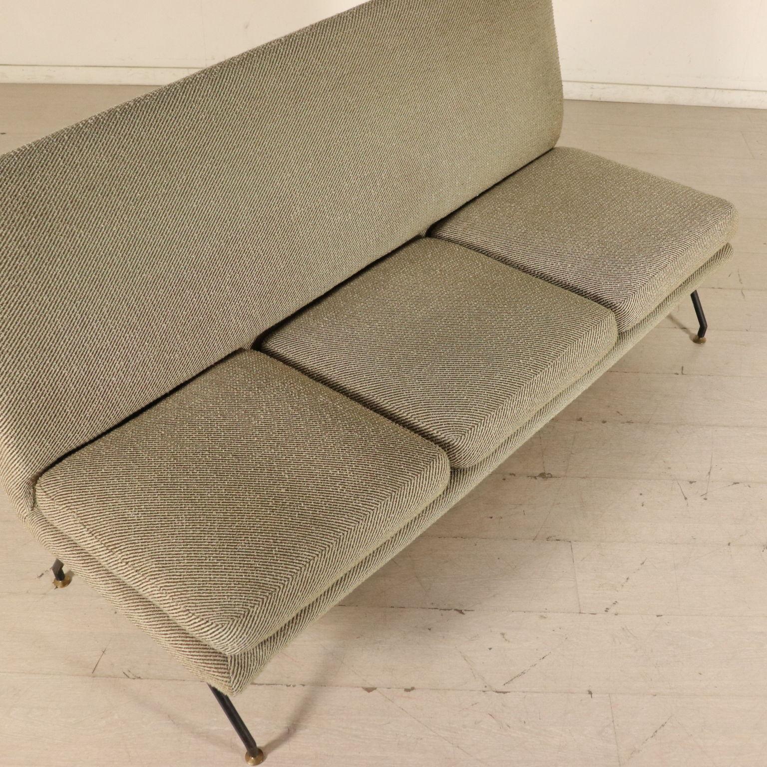 Sofa Designed for Isa Foam Fabric Metal Brass Vintage Italy, 1960s 1