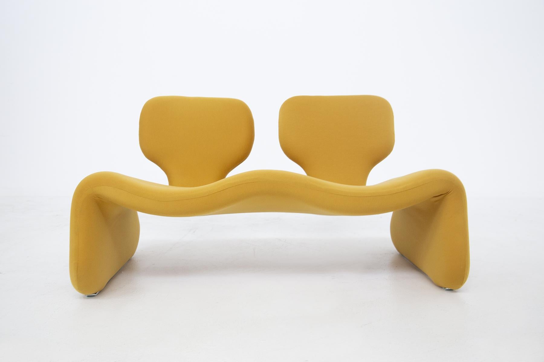 European Sofa Djinn Model by Olivier Mourgue in Yellow Fabric For Sale